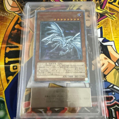 Blue-Eyes White Dragon 20th Secret Rare ARS9 Yu-Gi-Oh! trading card with Light attribute and 3000 attack