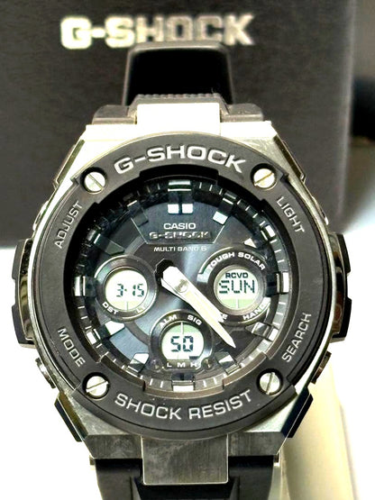 Casio G-Shock GST-W300G-1AJF solar radio-controlled watch with resin bezel and black dial
