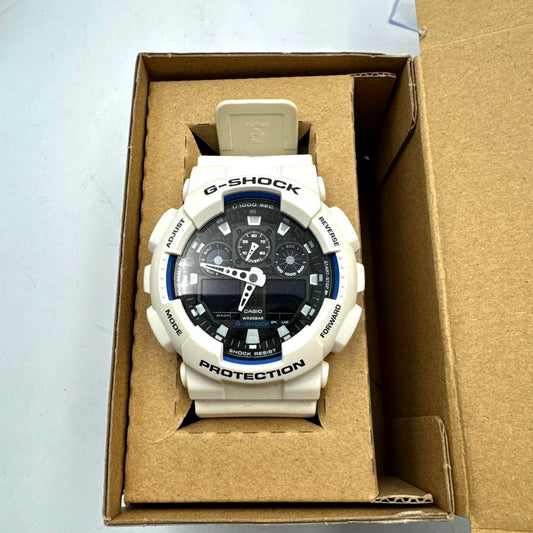 Casio G-Shock white digital watch with shock resistance and water resistance, Japan import, in original box