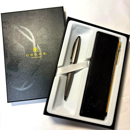 CROSS Silver Metal Ballpoint Pen with Pen Case — Japan Import