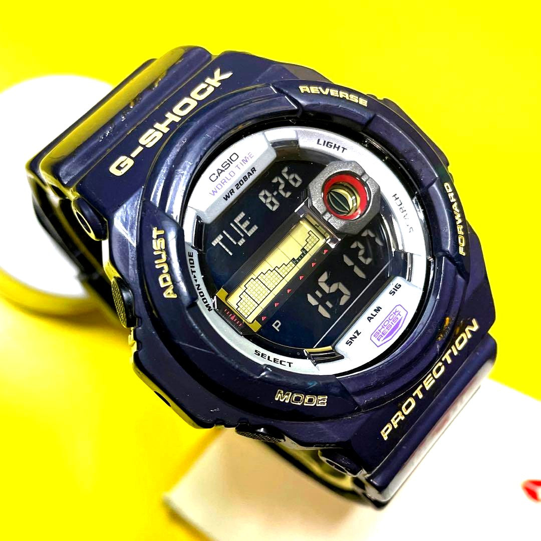 Casio G-Shock G-Lide Series surfing and fishing watch with tide graph and backlight on wrist