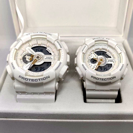 Casio G-Shock and Baby-G Lovers Collection 2017 Christmas limited pair watch set LOV-17A-7AJR in white and gold