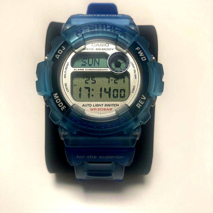 Casio G-Shock DW-9600WF blue digital watch with alarm and chronograph, Japan import, clean condition