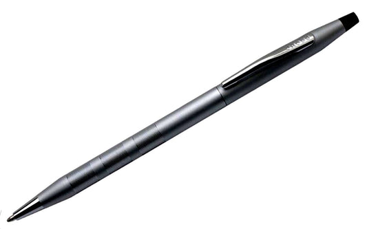 Cross Classic Century Brush No3570 slim silver gray pen with brush cut accents and conical top design