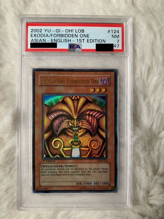Sealed Yugioh Exodia the Forbidden One PSA7 Old Asia Version 1st Ultra Rare card LOB-124 Japan Import
