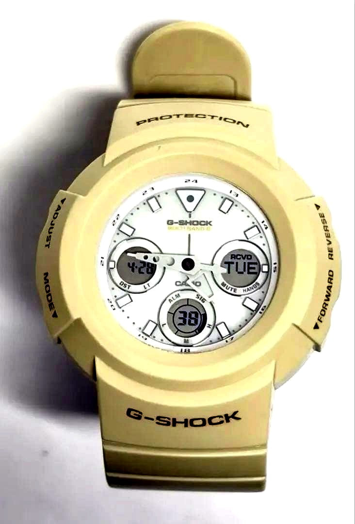Casio G-Shock AWG-M510SEW multi-band 6 radio solar watch with military beige analog-digital display