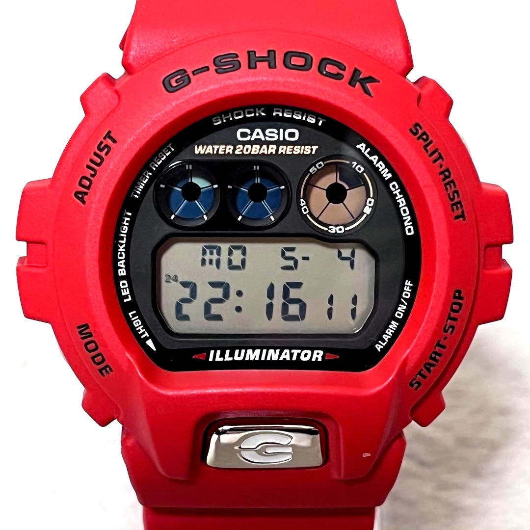 Casio G-Shock DW-6900TR red men's watch Japan import showing used condition without box or tags
