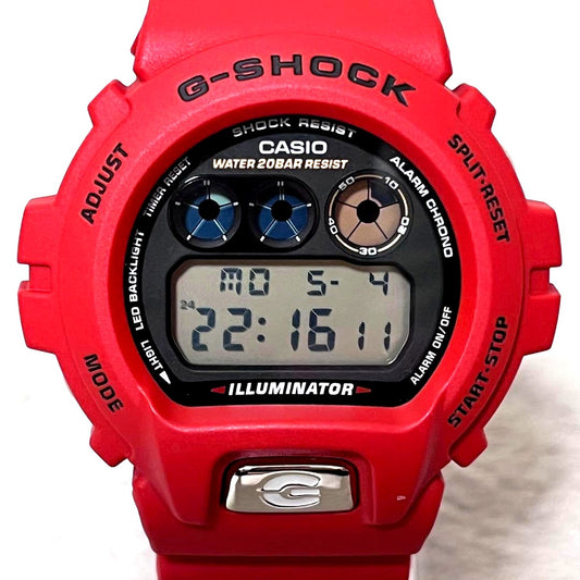 Casio G-Shock DW-6900TR red men's watch Japan import showing used condition without box or tags