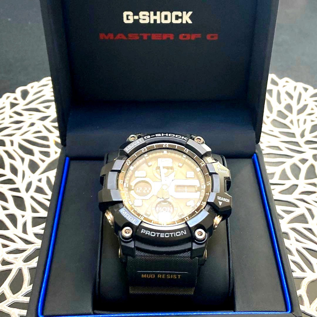 Casio G-Shock GWG-100 1AJF solar watch with black replacement rubber band, Japan import
