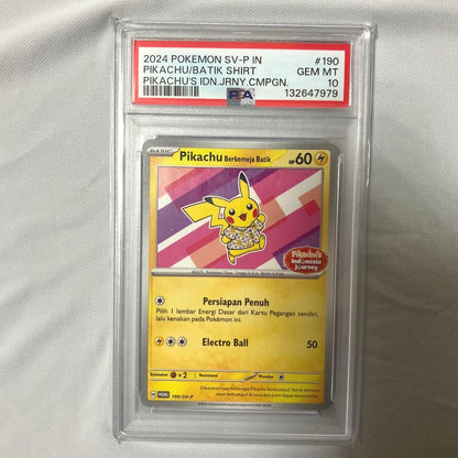 Nintendo Pikachu Indonesia Journey PSA10 trading card Japan import in protective soft fabric wrap