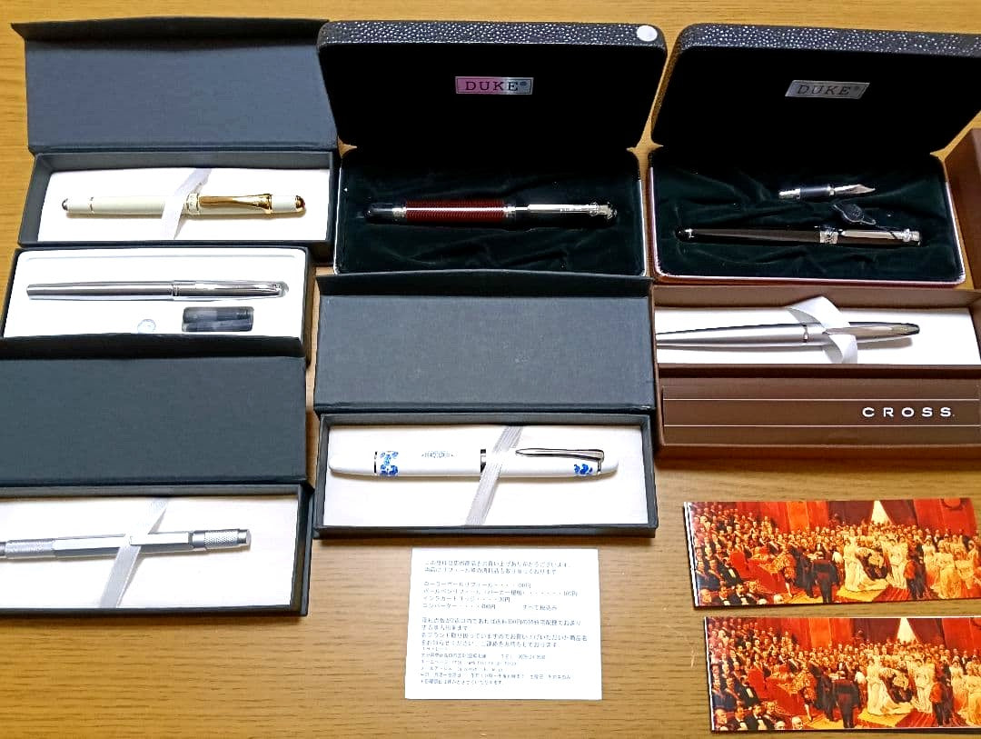 Duke Pen Set with seven genuine Japanese writing instruments including fountain and ballpoint pens