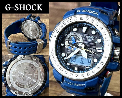 Casio G-Shock Master of G Sea Gulfmaster GWN-1000-2AJF solar powered watch with blue bezel and black strap