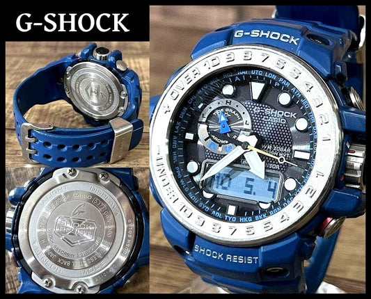 Casio G-Shock Master of G Sea Gulfmaster GWN-1000-2AJF solar powered watch with blue bezel and black strap