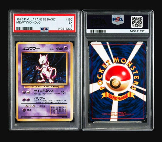 Pokemon Pikachu Mewtwo PSA 5 graded collectible card from Japanese Pocket Monster Card Game series