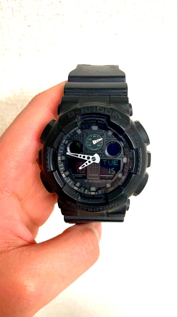 Casio G-Shock GA-100MB-1A Military Black watch showing front view with durable design