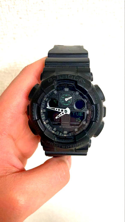 Casio G-Shock GA-100MB-1A Military Black watch showing front view with durable design
