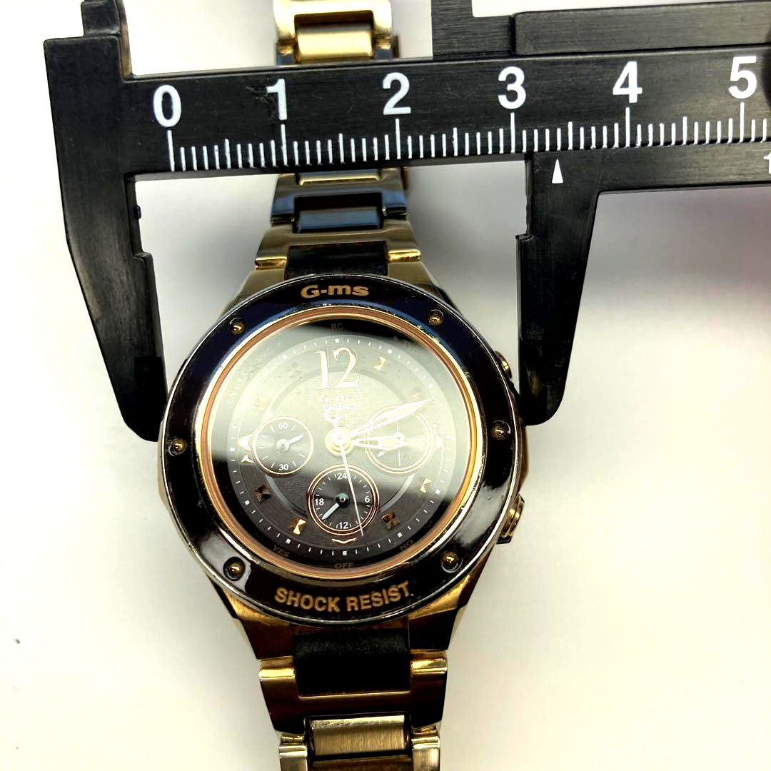 G-Shock Baby-G MSA-7100DGJ analog radio solar watch black and gold with stainless steel band