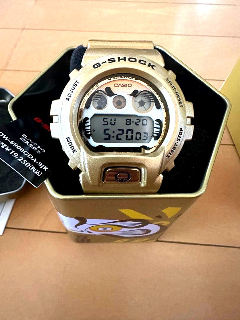 Casio G-Shock GM-6900GDA-9JR Daruma watch in gold and black with silicone band