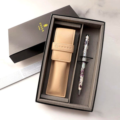 Cross Flower Pattern Ballpoint Pen Leather Case by CROSS — Japan Import