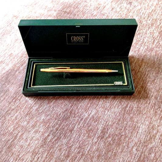 Casio Cross ballpoint pen in black with silver accents, shown unused and in excellent condition