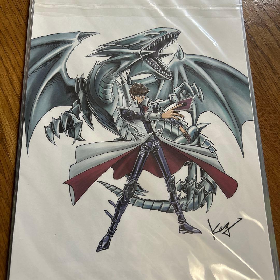A4 unopened Blue-Eyes White Dragon illustration sheet from Yu-Gi-Oh Marik, showing the high-quality rare artwork