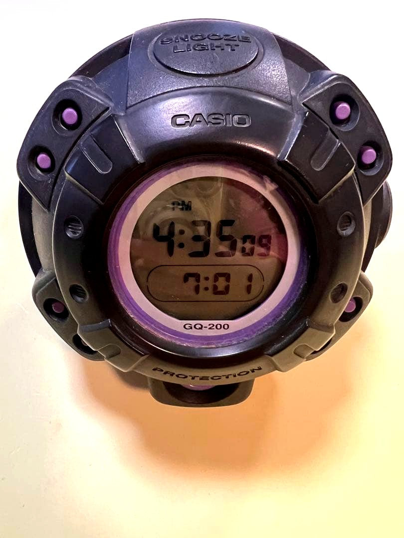 Casio G-Shock GQ-200 Muscle Watch alarm clock in purple with digital display and backlight