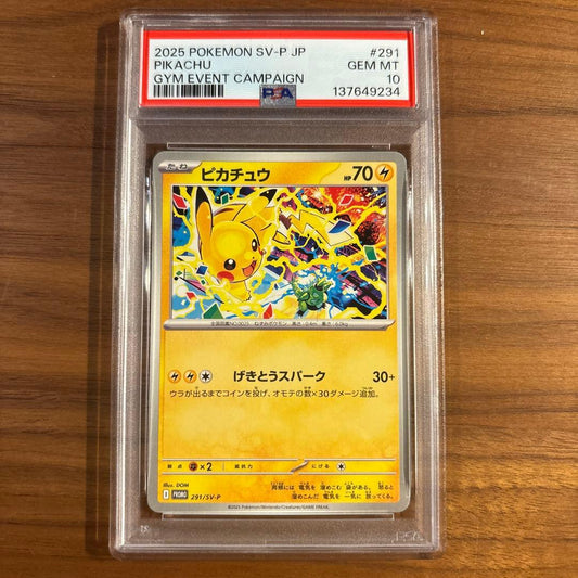 Bandai Pikachu promotional card PSA 10 Gem Mint grade model 291/SV-P from Japan