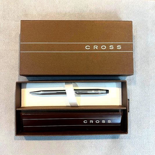 Cross Century II Chrome Ballpoint Pen with twist mechanism and shiny chrome finish