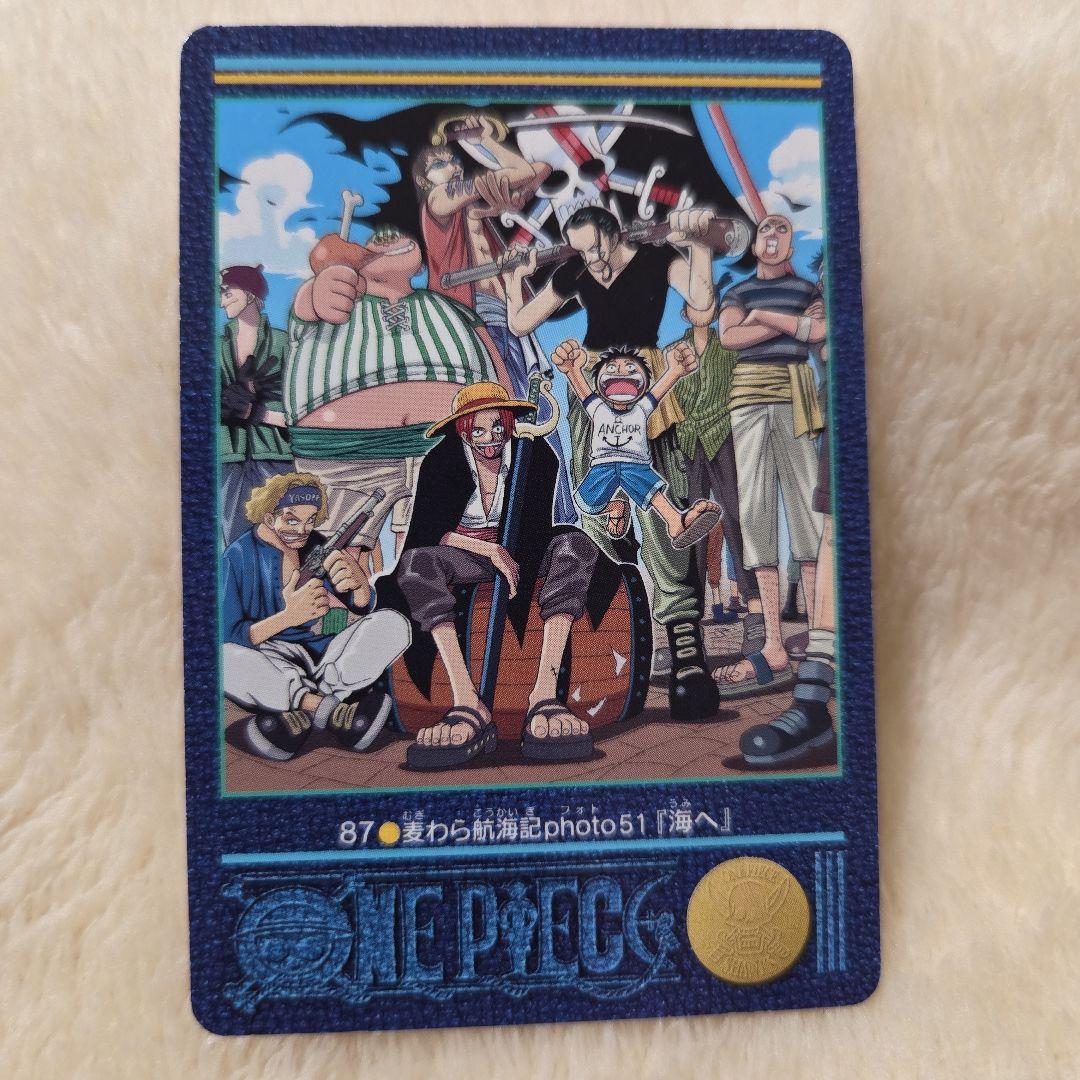 Bandai One Piece Visual Adventure 87 Straw Hat Voyage trading card from 2001 featuring Monkey D. Luffy and Red-Haired Shanks