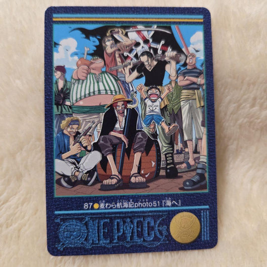 Bandai One Piece Visual Adventure 87 Straw Hat Voyage trading card from 2001 featuring Monkey D. Luffy and Red-Haired Shanks