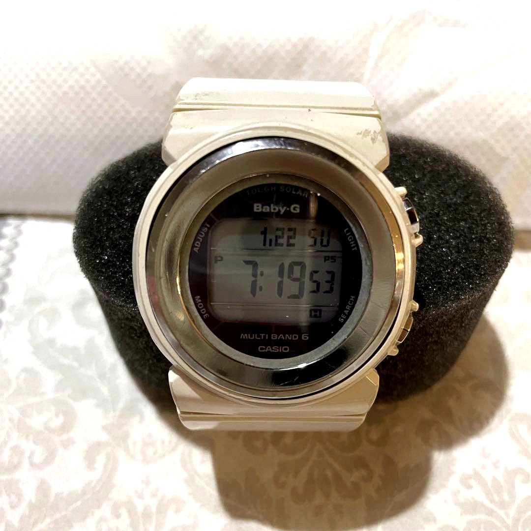 Casio Baby-G BGD-1020-7JF white radio wave solar women's watch with resin band and stainless steel case