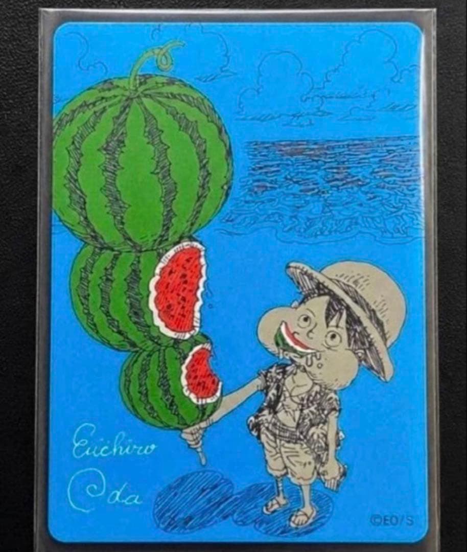 One Piece Monkey D. Luffy card game sleeve, Japan import, shown in protective storage sleeve