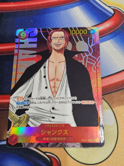 One Piece Shanks OP01-120 Secret Card Japanese edition with minor signs of use