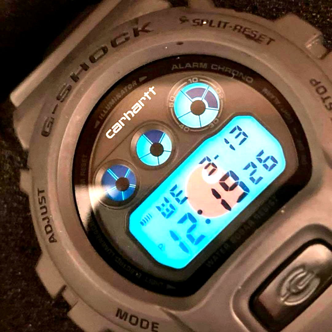 Casio G-Shock Carhartt Wip 10th Anniversary DW-6900FS watch Japan import showing front view
