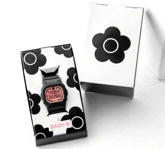 Casio Baby-G Mary Quant BGD-560QM-1JF black shock resistant wristwatch with 10 ATM water resistance