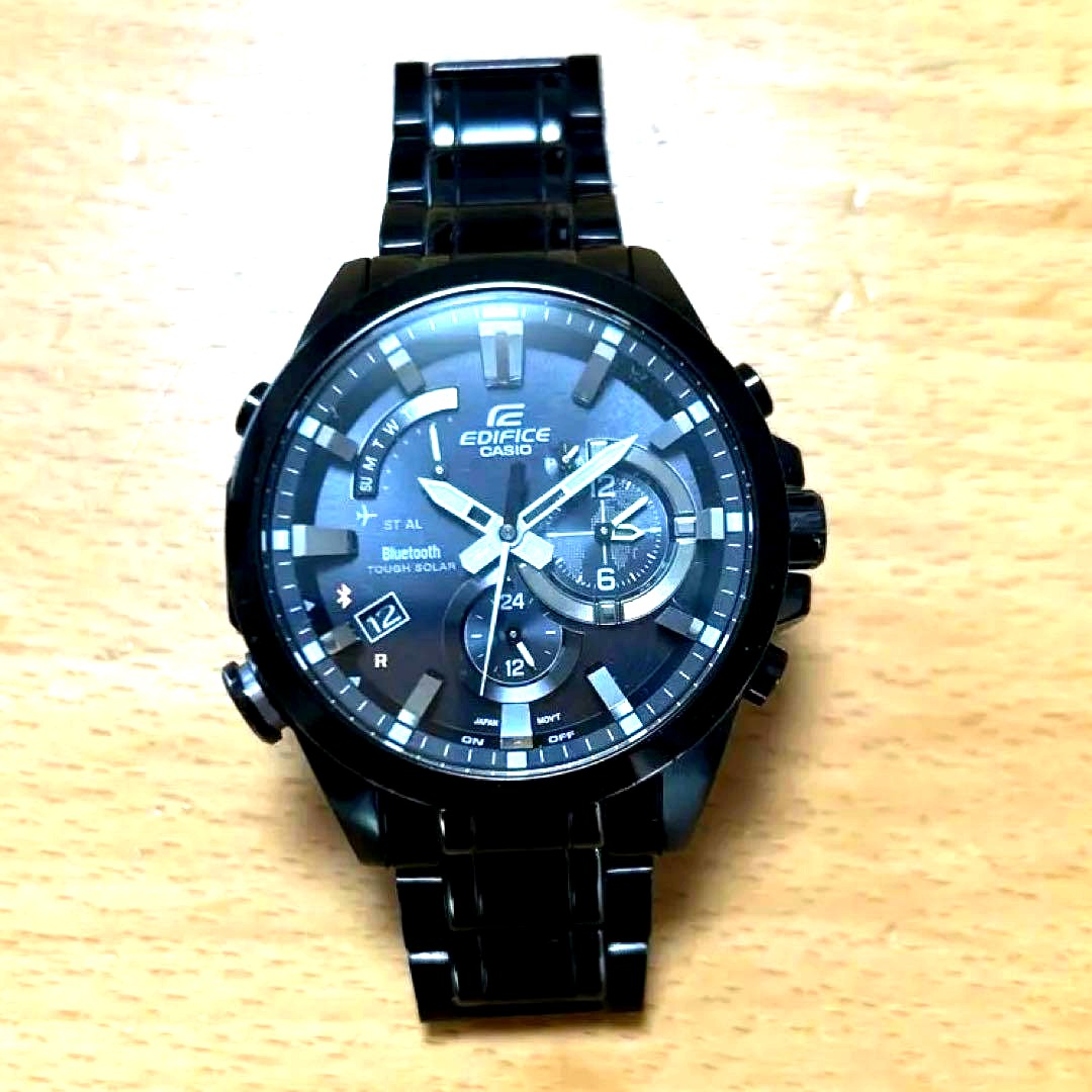 Casio Edifice EQB-510 black solar-powered smartwatch with Bluetooth connectivity, Japan import