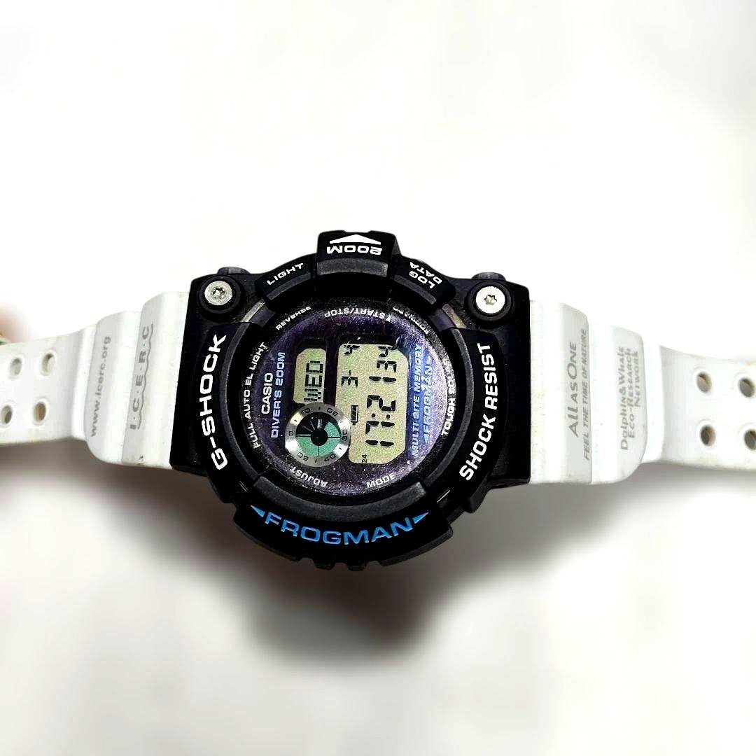 Casio G-Shock Frogman GW-205K watch with dolphin and whale design, used condition
