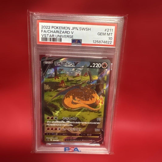 Y* System PSA10 Charizard V sar Pokemon Card in protective case with PSA grading label