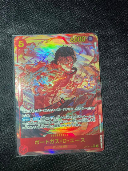 One Piece Portgas D. Ace OP06-118 SEC Japanese trading card sealed in sleeve with card loader