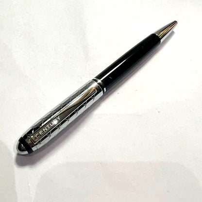 Century Cross Aurora Pen Silver Black Diamond Cut Design
