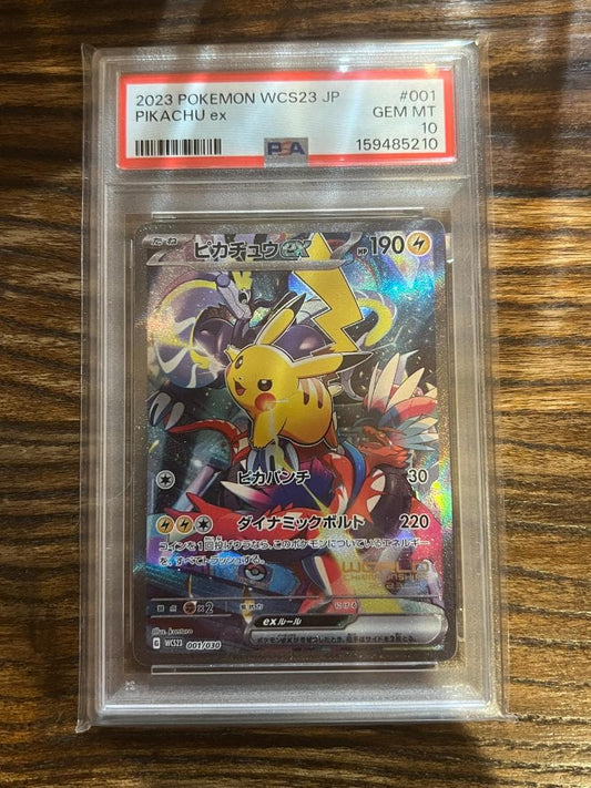 Sony PSA10 graded Pikachu ex 001/030 Pokemon card from WCS 2023 Yokohama Japan import
