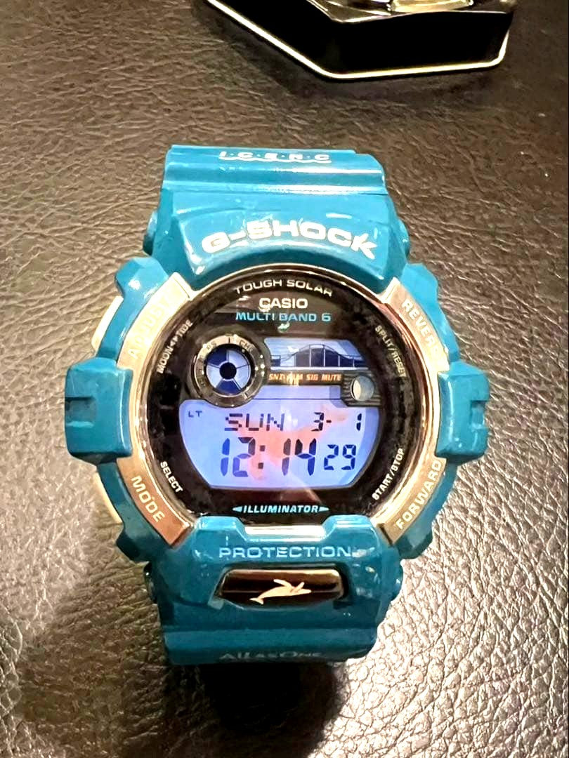Casio G-Shock GWX-8900K 2012 limited edition watch with dolphin and whale design, black resin band