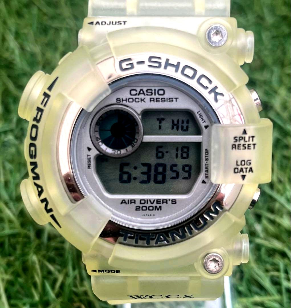 Casio G-Shock Frogman DW-8201WC vintage titanium silver watch with 49mm case, Japan import