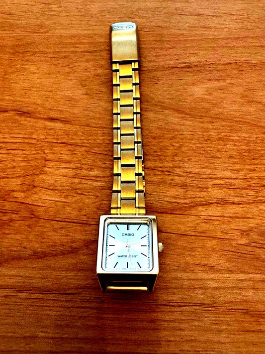 Casio Classic Metal Square Watch LTP-V007G-9E with gold and bicolor finish, square face, antique-style markers