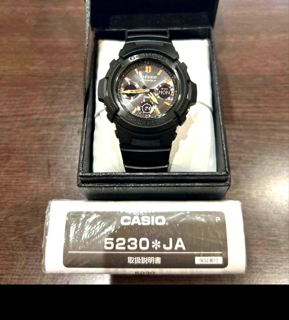 Casio G-Shock 5230 Japanese solar radio-controlled watch with black band and digital display