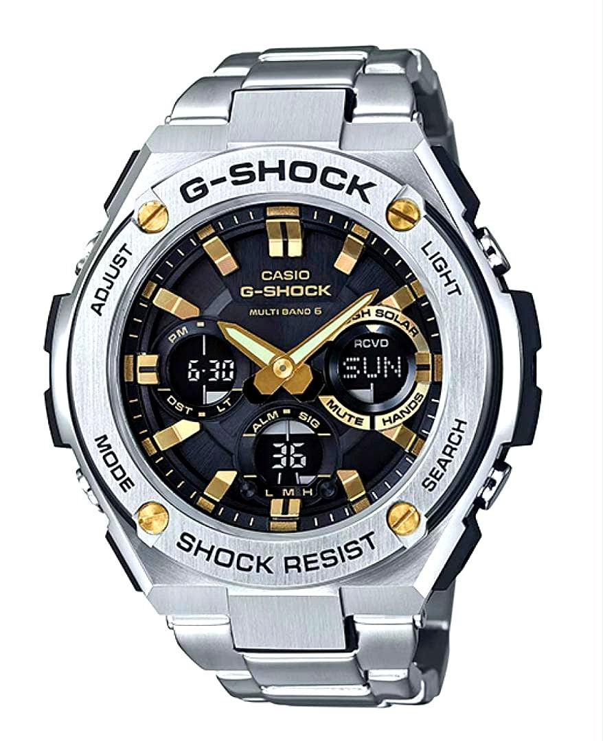 Casio G-SHOCK G-Steel GST-W110D-1A9JF watch with stainless steel bezel and black resin case