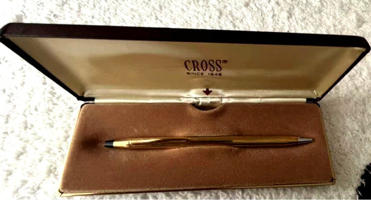 Used Cross Cross Pen Ballpoint 10KT since 1846 with blue ink tested and minor scratches