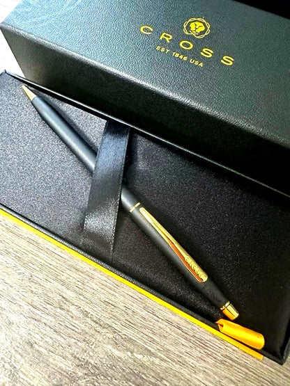Cross Classic Black Ballpoint Pen with Gold Accents and Dedicated Box