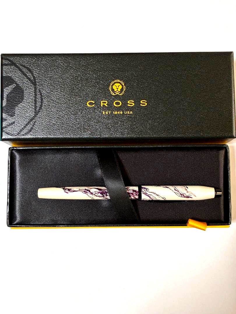 Cross Wonderlust Everest SelectTip rollerball pen model NAT0755-1 with white and ivory pearl base, black ink, and original box