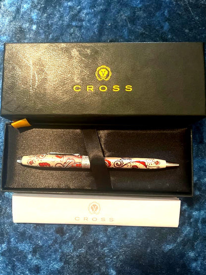 CROSS Flower Pattern Ballpoint Pen with Box and Manual Japan Import